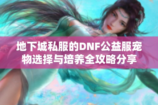 地下城私服的DNF公益服宠物选择与培养全攻略分享