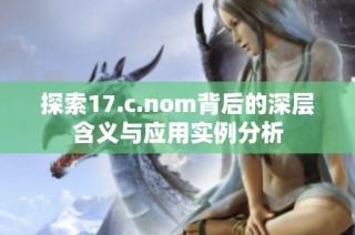 探索17.c.nom背后的深层含义与应用实例分析