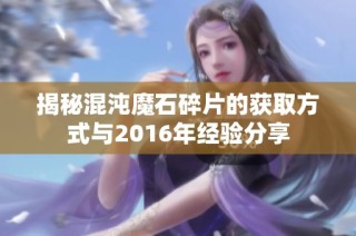 揭秘混沌魔石碎片的获取方式与2016年经验分享