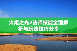 火炬之光2法师技能全面解析与玩法技巧分享