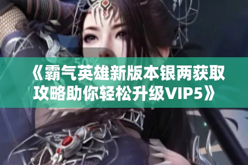 《霸气英雄新版本银两获取攻略助你轻松升级VIP5》