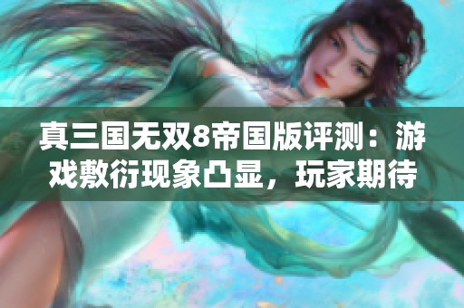 真三国无双8帝国版评测：游戏敷衍现象凸显，玩家期待落空令人失望