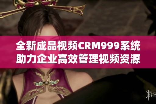 全新成品视频CRM999系统助力企业高效管理视频资源